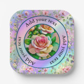 Elegante Rose Rosa und Gelbe Wasserfarbenpastel Pappteller (Vorderseite)