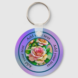 Elegante Rose Rosa und Gelbe Wasserfarbenpastel Schlüsselanhänger