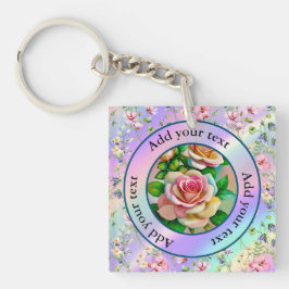 Elegante Rose Rosa und Gelbe Wasserfarbenpastel Schlüsselanhänger