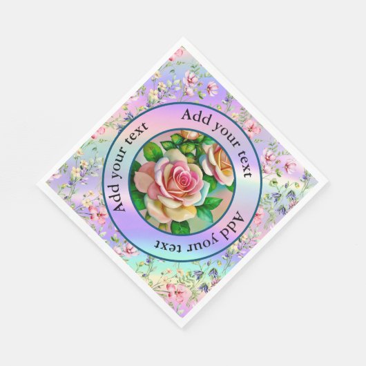 Elegante Rose Rosa und Gelbe Wasserfarbenpastel Serviette (Ecke)