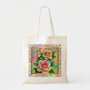 Elegante Rose Rosa und Gelbe Wasserfarbenpastel Tragetasche