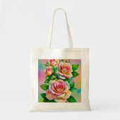 Elegante Rose Rosa und Gelbe Wasserfarbenpastel Tragetasche (Vorne)