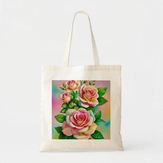 Elegante Rose Rosa und Gelbe Wasserfarbenpastel Tragetasche (Vorne)