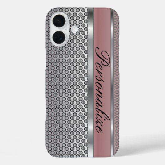 Elegante Rose Rosa- und Silbermetalldesign Case-Mate iPhone Hülle (Rückseite)