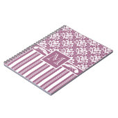 Elegante Rose rosa und weißer Kunst-Deko-Damast Notizblock (Linke Seite)