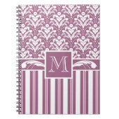 Elegante Rose rosa und weißer Kunst-Deko-Damast Notizblock (Vorderseite)