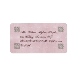 Elegante Rose Rosa Vintage Hochzeitsplatten Adressaufkleber