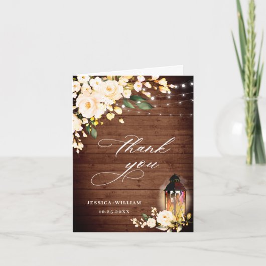 Elegante Rose Rosenholz Lattern Dankeskarte (Vorderseite)