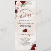 Elegante Rose Rot und Rosa Wasserfarben Hochzeit Programm (Vorderseite)