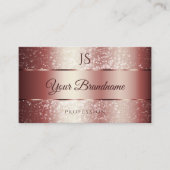 Elegante Rose Roter Sparkle Glitzer und Initials Visitenkarte (Vorderseite)