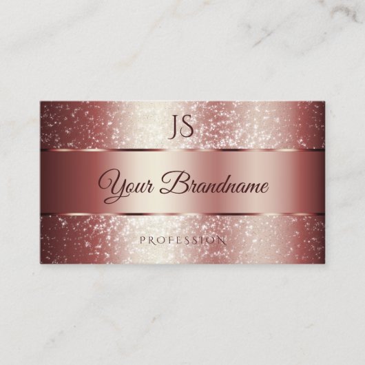 Elegante Rose Roter Sparkle Glitzer und Initials Visitenkarte (Vorderseite)