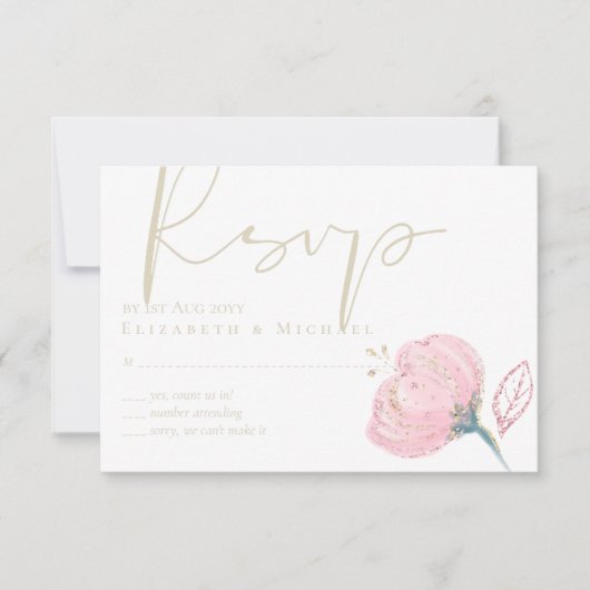 Elegante Rose RSVP Karte (Vorderseite)