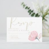 Elegante Rose RSVP Karte (Stehend Vorderseite)