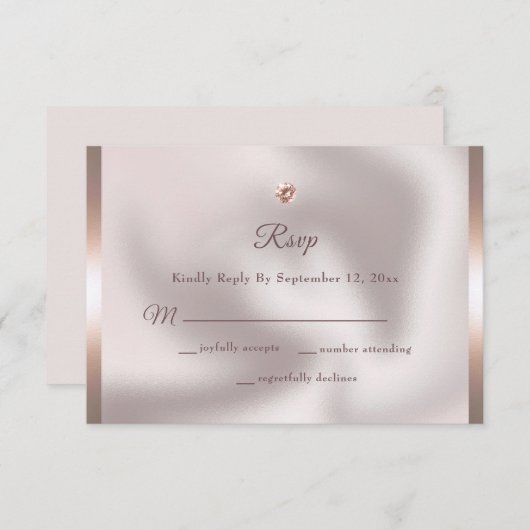 Elegante Rose RSVP Karte (Vorne/Hinten)