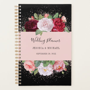 Elegante Rose Schwarz Rosa Hochzeit Planer