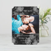 Elegante Rose Schwarz + Weiß Foto Speichern Sie di Save The Date (Stehend Vorderseite)