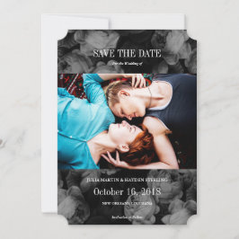 Elegante Rose Schwarz + Weiß Foto Speichern Sie di Save The Date
