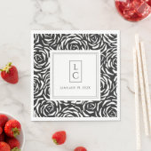 Elegante Rose Schwarz-weiß Paper Napkin Serviette (Beispiel)