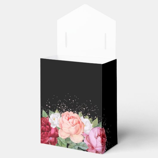 Elegante Rose Schwarze Kalligraphie Hochzeit Geschenkschachtel (Geöffnet)