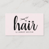 Elegante Rose Schwarze Scheren Haarstylistin Visitenkarte (Vorderseite)