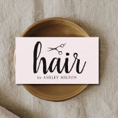 Elegante Rose Schwarze Scheren Haarstylistin Visitenkarte