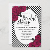 Elegante Rose Schwarze Streifen Gotisches Brautpar Einladung (Vorderseite)