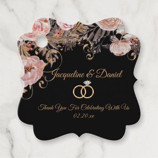 Elegante Rose Schwarzes Wasser Geschenkanhänger (Vorderseite)