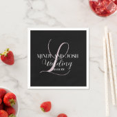 Elegante Rose-Script-Hochzeitsgunst mit Anfangsbuc Serviette (Beispiel)