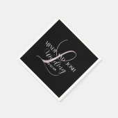 Elegante Rose-Script-Hochzeitsgunst mit Anfangsbuc Serviette (Ecke)