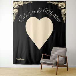 Elegante Rose Sepia und Black Wandteppich