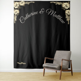 Elegante Rose Sepia und Black Wandteppich