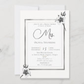 Elegante Rose Silver Christmas Future Mrs. Shower Einladung (Vorderseite)