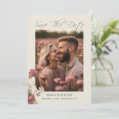 Elegante Rose Taupe Fotos Save the Date (Stehend Vorderseite)