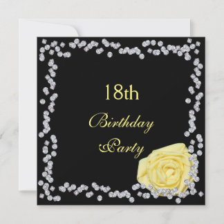 Elegante Rose u. Diamant-18. Geburtstag Einladung