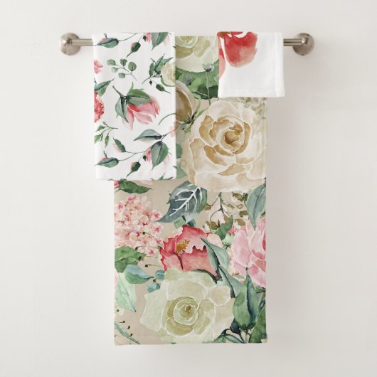 Elegante Rose und cremefarbenes Wasser Badhandtuch Set (Insitu)