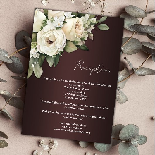 Elegante Rose und dunkles Burgund Hochzeitsempfang Einladung