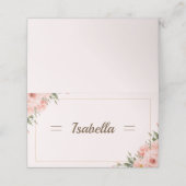 Elegante Rose und gedeckte Platzkarte (Außenseite Aufgefaltet)