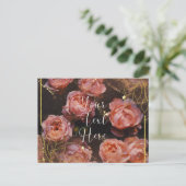 Elegante Rose und Gold Postkarte (Stehend Vorderseite)