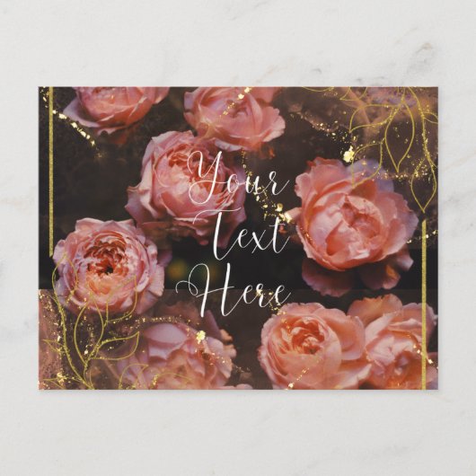 Elegante Rose und Gold Postkarte (Vorderseite)