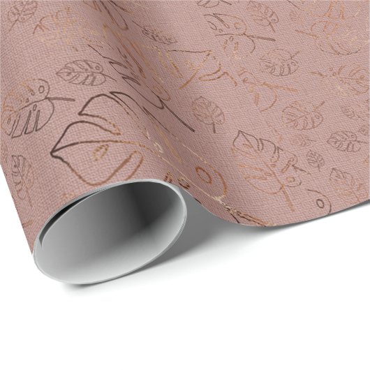 Elegante Rose und goldenes Blumenmuster Geschenkpapier (Rolleneckpunkt)