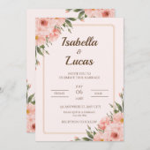 Elegante Rose und Grüne Einladung zur Hochzeit (Vorne/Hinten)