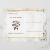 Elegante Rose und Grünflächen Save the Date Skript Folie Einladungspostkarte (Rückseite)