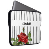 Elegante Rose und Name des Pinstrips Laptopschutzhülle (Vorne Rechts)