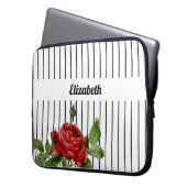 Elegante Rose und Name des Pinstrips Laptopschutzhülle (Vorderseite Links)