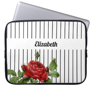 Elegante Rose und Name des Pinstrips Laptopschutzhülle