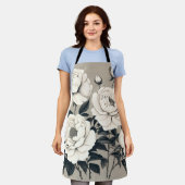 Elegante Rose und Peonies auf Creme Schürze (Getragen)