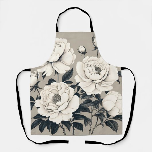 Elegante Rose und Peonies auf Creme Schürze (Vorderseite)