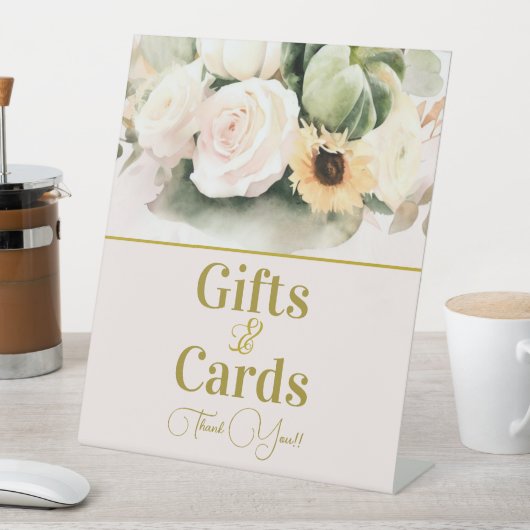 Elegante Rose und Sonnenblumen Sockelschild (In Situ)