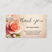 Elegante Rose Vielen Dank für Ihre Bestellung Visitenkarte (Vorderseite)