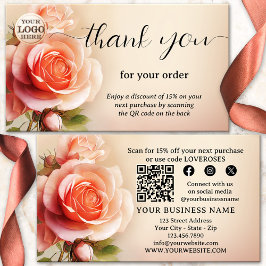 Elegante Rose Vielen Dank für Ihre Bestellung Visitenkarte